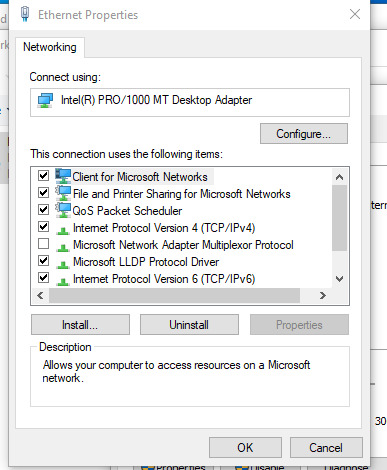 Ethernet Properties